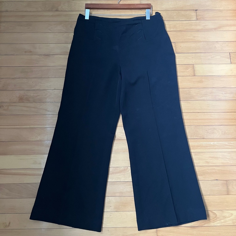 Lafayette 148 New York Black Wide Leg Trousers High Rise Career Pants Size 12